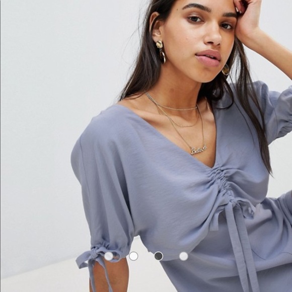 LOST INK tie sleeve playsuit blue NWT $70 - Picture 4 of 5